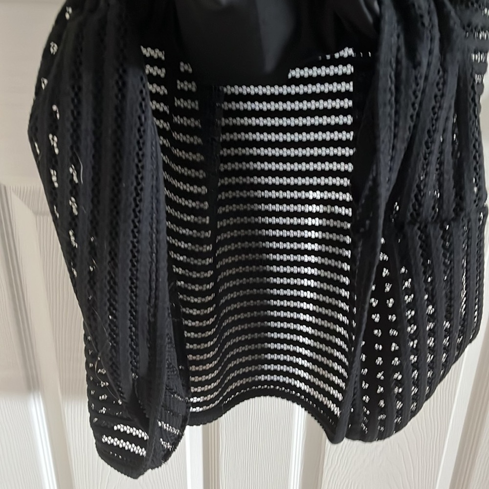 Mossimo Black Sheer Striped Textured Dress With Black Slip Underneath Size Med - Picture 10 of 13